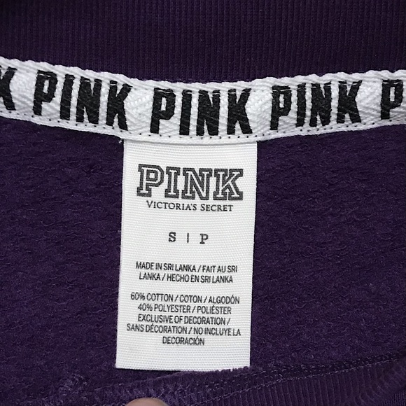 🆕🔥PINK BY VS REALLY CUTE CREW NECK FITTED SWEATSHIRT PURPLE&GRAY NWOT!! - Picture 4 of 6